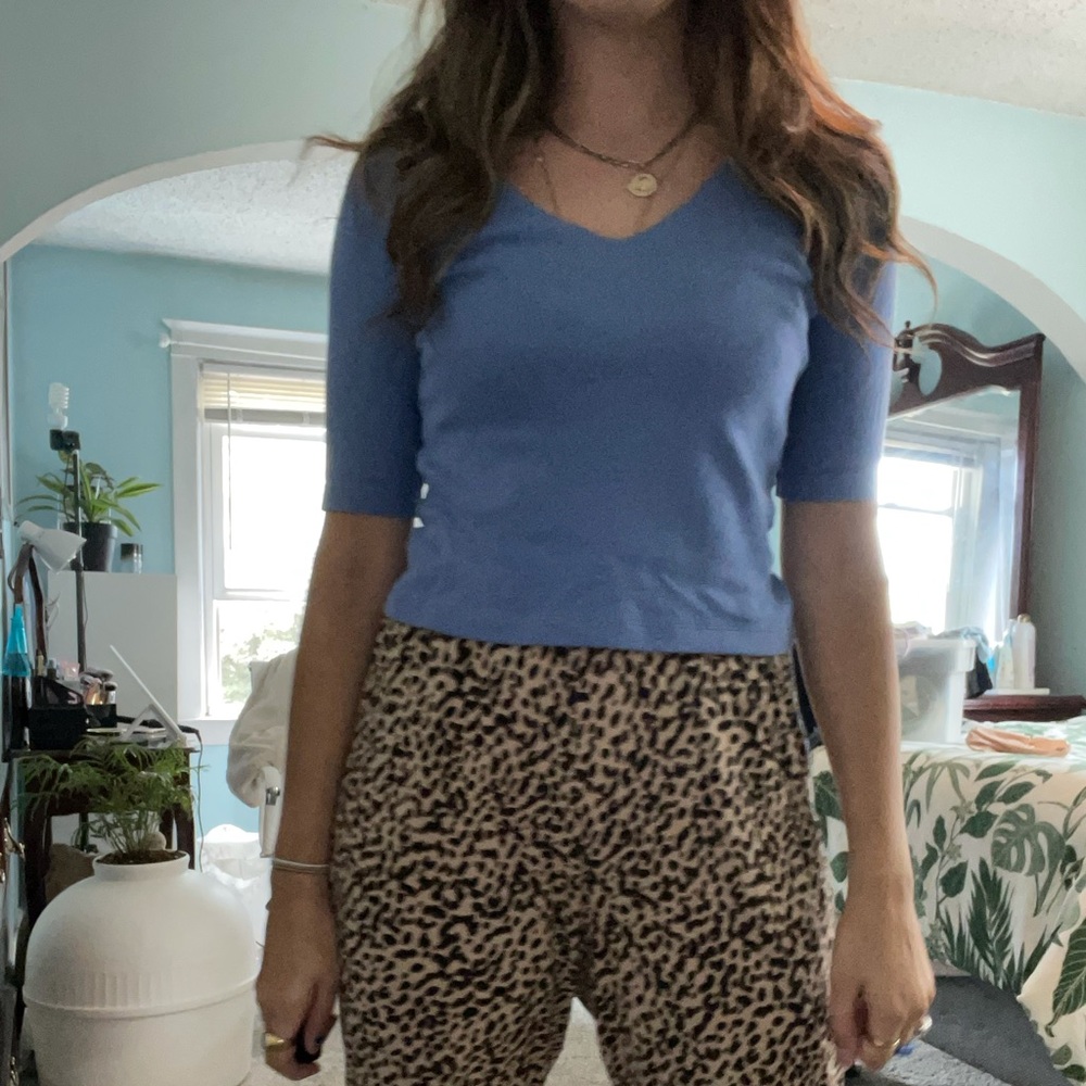 Blue V Neck Top